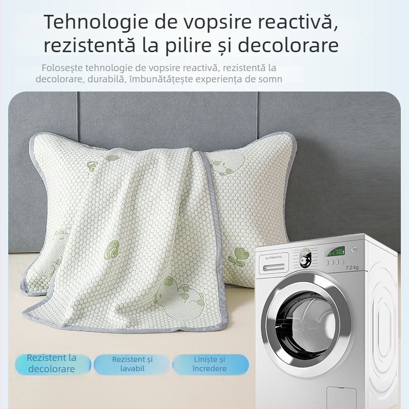 Fețe de pernă cu răcire prin boabe de gheață, set de 2, dimensiuni 52×75 cm, în stil bandaj, compatibile cu perne duble și standard
