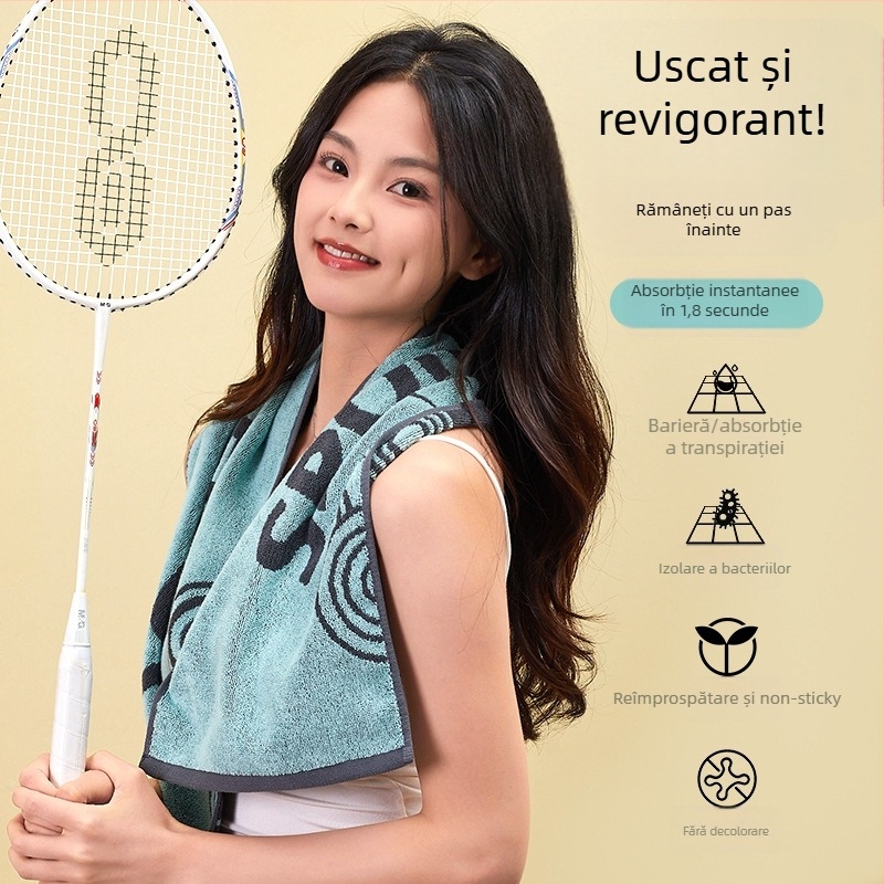 Prosop de sport din bumbac, absorbant la transpirație, fără scame, țesătură jacquard, 100–120 g, Arsof/elis