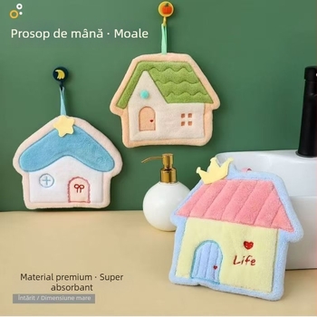 Prosop de mână cu design de agățare – gros, foarte absorbant, uscare rapidă; Material: Coral fleece; Greutate: 50–80 g; Fire: 19