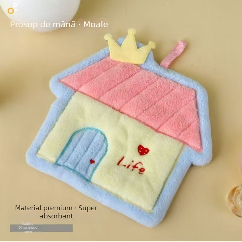 Prosop de mână cu design de agățare – gros, foarte absorbant, uscare rapidă; Material: Coral fleece; Greutate: 50–80 g; Fire: 19