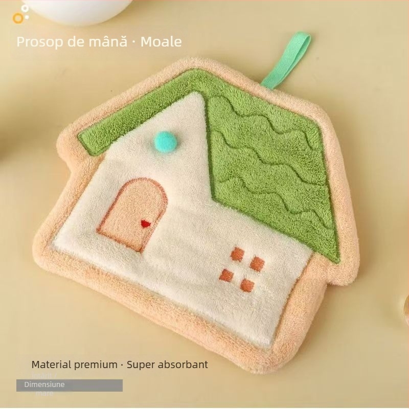 Prosop de mână cu design de agățare – gros, foarte absorbant, uscare rapidă; Material: Coral fleece; Greutate: 50–80 g; Fire: 19