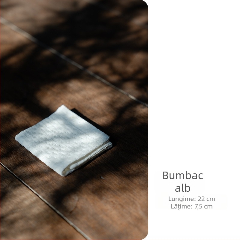 Accesorii pentru ceremonia ceaiului – prosop din material textil, gros și absorbant, lucrat manual; ambalaj într-o cutie de carton