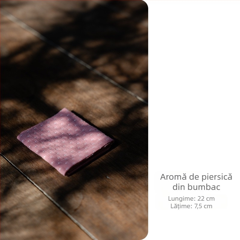 Accesorii pentru ceremonia ceaiului – prosop din material textil, gros și absorbant, lucrat manual; ambalaj într-o cutie de carton