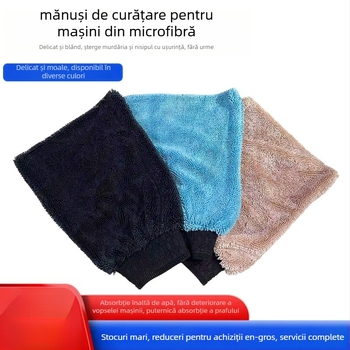 Mănuși de curățare auto cu țesătură absorbentă îngroșată și motif torsionat – absorbție puternică a apei, 60 g, margine cusută, personalizare și imprimare logo disponibile