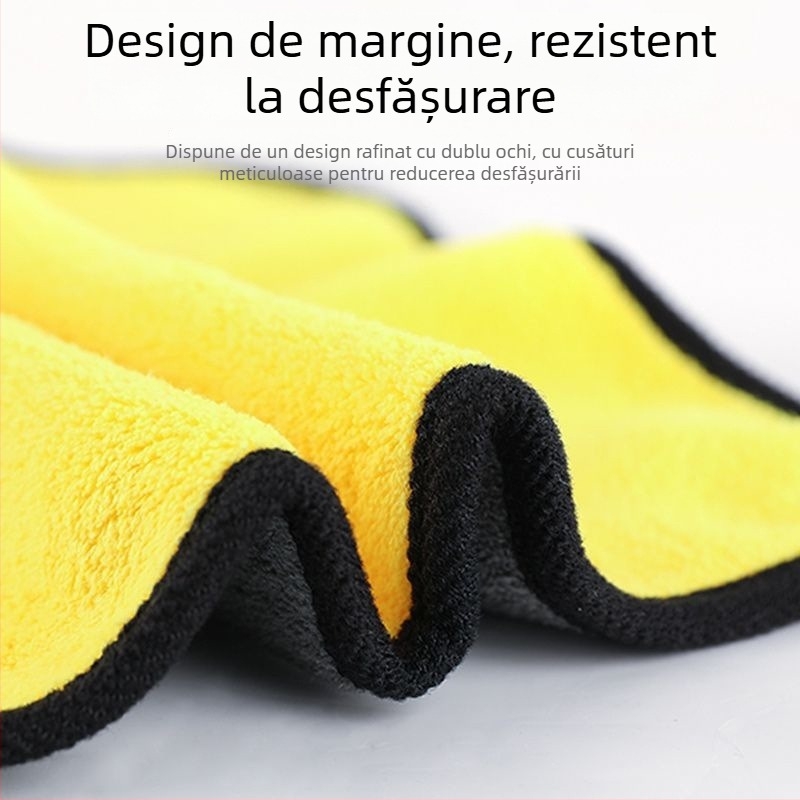 Prosop de curățare auto, față dublă din fleece coral, absorbent și gros, din fibre ultra-fine (Material: fibre ultra-fine)