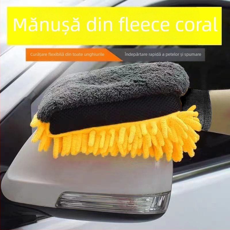 Mănuși pentru spălat mașina din chenille, impermeabile, cu față dublă și căptușeală fleece