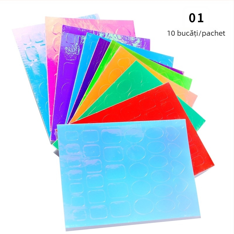 Manzilin Sticker pentru unghii – model Checkerboard, marcă OEM, ambalaj 100 foi, stil Fresh Mic