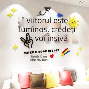 Sticker de perete 3D autoadeziv cu cuvinte inspiraționale, în stil Instagram, din acrilic, pentru living, dining și dormitor