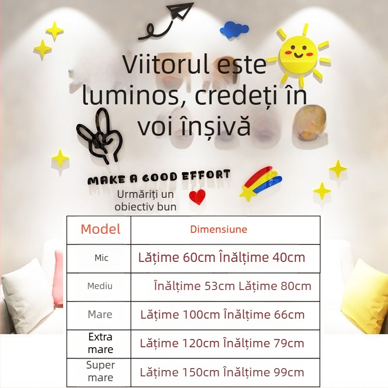Sticker de perete 3D autoadeziv cu cuvinte inspiraționale, în stil Instagram, din acrilic, pentru living, dining și dormitor