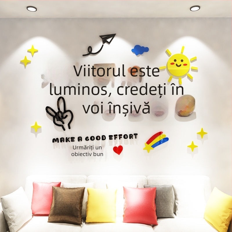 Sticker de perete 3D autoadeziv cu cuvinte inspiraționale, în stil Instagram, din acrilic, pentru living, dining și dormitor