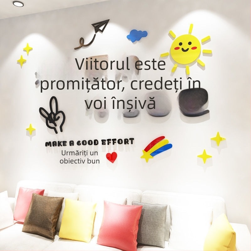 Sticker de perete 3D autoadeziv cu cuvinte inspiraționale, în stil Instagram, din acrilic, pentru living, dining și dormitor