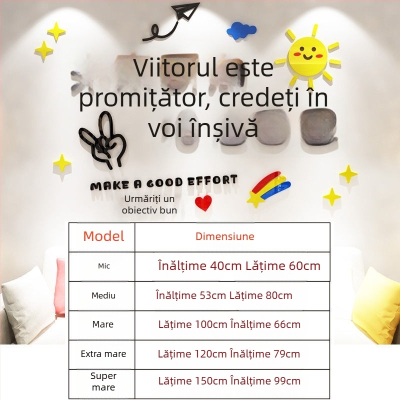 Sticker de perete 3D autoadeziv cu cuvinte inspiraționale, în stil Instagram, din acrilic, pentru living, dining și dormitor