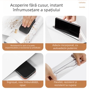 Sticker de perete din PVC, rezistent la apă, luciu înalt, autoadeziv, 1 bucată, model 38062966366, potrivit pentru living, bucătărie și baie