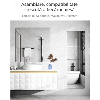 Oglindă de perete autoadezivă din PVC, anti-static, stil simplu, 1 bucată