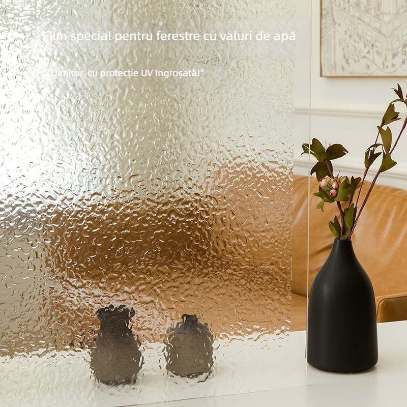 Film pentru ferestre cu model val de apă, autoadeziv, 2 foi, stil universal, pentru living
