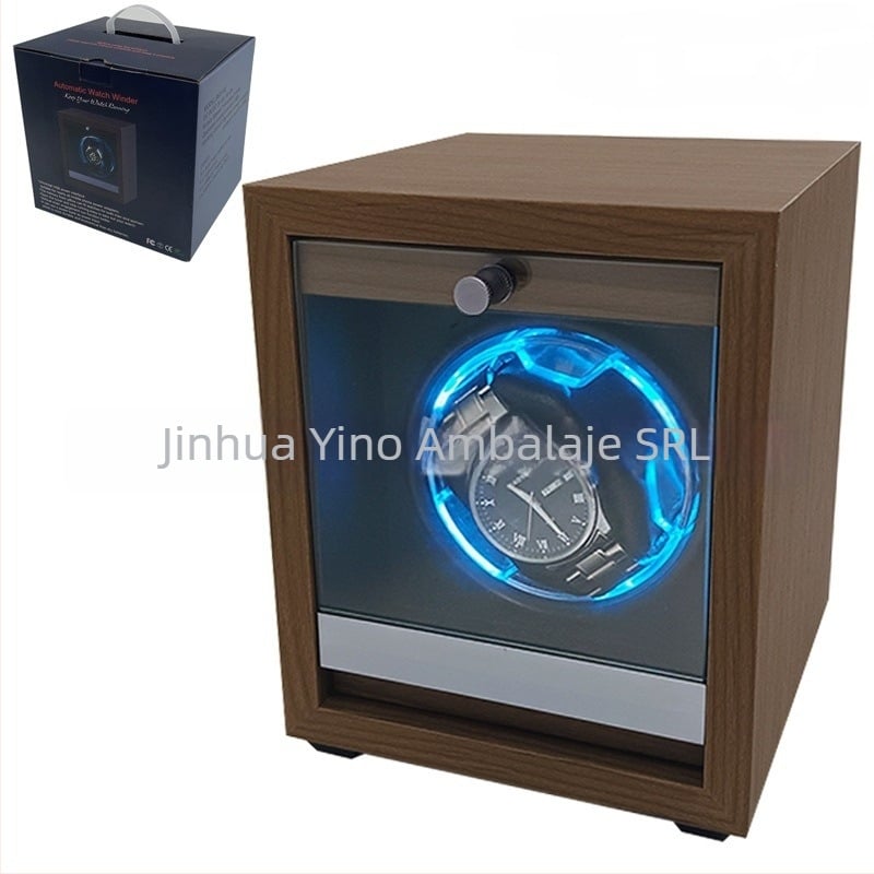Casetă de învârtire a ceasurilor, electrică, MDF/ABS cu memory foam, ușă de sticlă, pentru ceasuri mecanice