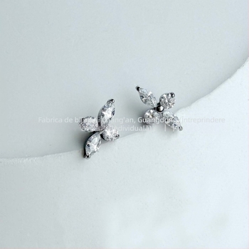 F136 Studuri pentru buze din titan cu zirconiu 5A, motiv cu patru foi, aliaj G23 pentru piercing corp