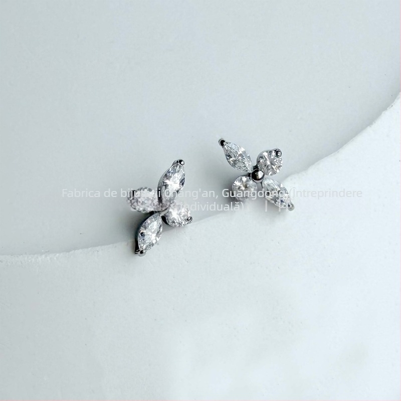 F136 Studuri pentru buze din titan cu zirconiu 5A, motiv cu patru foi, aliaj G23 pentru piercing corp