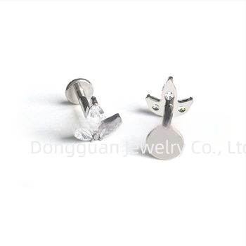 Cercei cu zirconiu Marquise, titan G23, filet intern, formă geometrică, unisex, stil natural