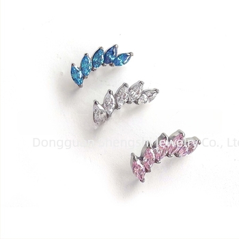 Cercei pentru piercing din titan G23, ochi de cal tăiat, zirconiu, stil geometric