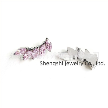 Cercei pentru piercing din titan G23, ochi de cal tăiat, zirconiu, stil geometric