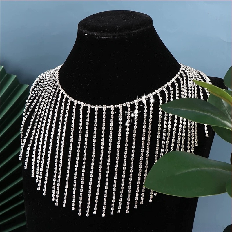 Lanț Weisheng cu cristale, placare electroplatină, ciucuri atârnători — design original