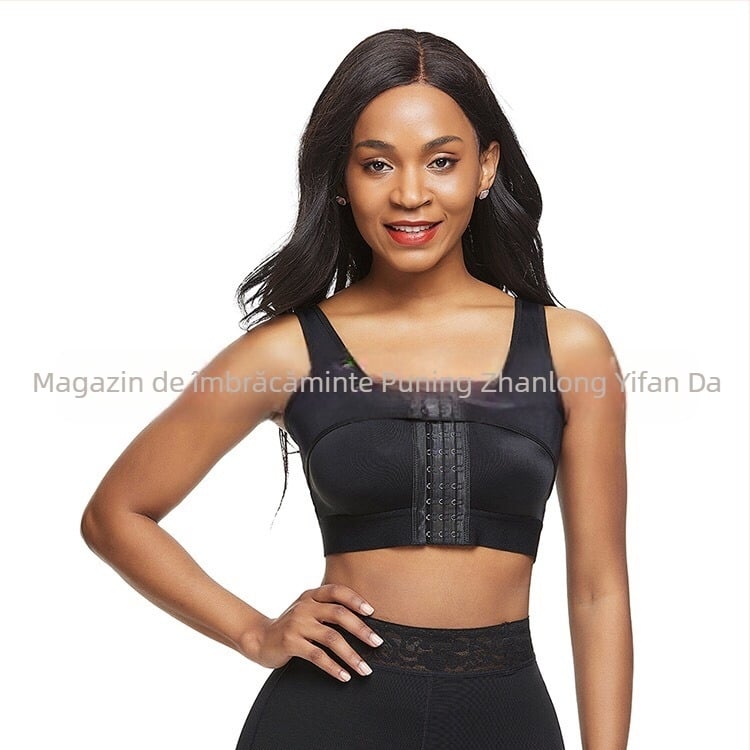 Sutien sport postoperator modelator, cupă completă, cupe modelatoare ultra-subțiri, închidere frontală cu clips, bretele duble fixe, respirabil