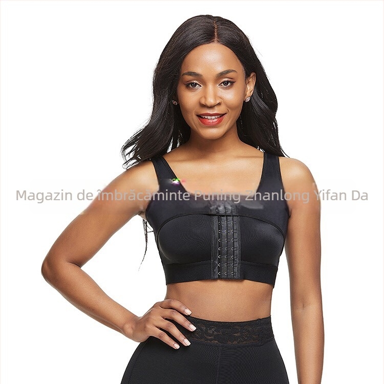 Sutien sport postoperator modelator, cupă completă, cupe modelatoare ultra-subțiri, închidere frontală cu clips, bretele duble fixe, respirabil