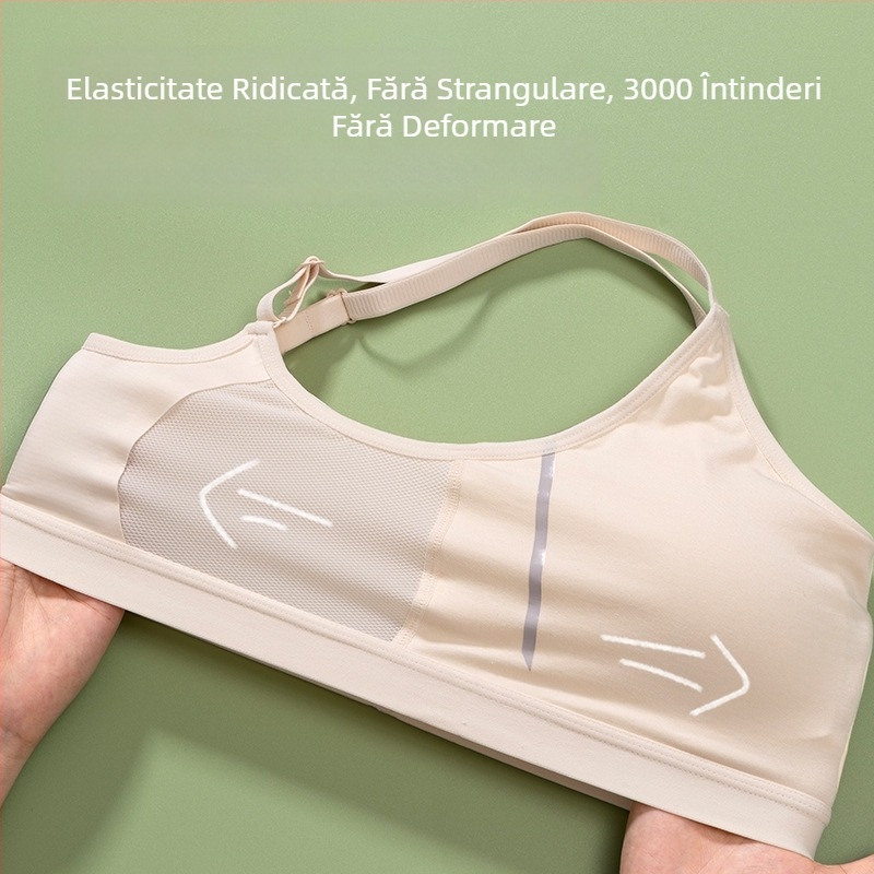 Bustier modal pentru adolescente — cupe turnate, fără sârmă, bretele fixe, respirabil, confortabil pentru alergare
