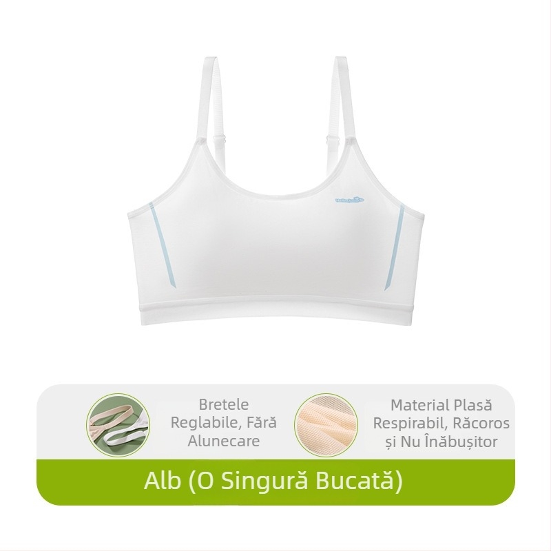 Bustier modal pentru adolescente — cupe turnate, fără sârmă, bretele fixe, respirabil, confortabil pentru alergare