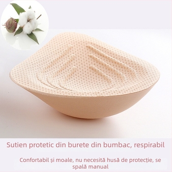 Proteză mamară ușoară din bumbac pentru perioada inițială post-mastectomie, pernă din burete lavabilă la mâna, potrivită pentru înot.