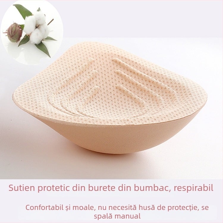 Proteză mamară ușoară din bumbac pentru perioada inițială post-mastectomie, pernă din burete lavabilă la mâna, potrivită pentru înot.