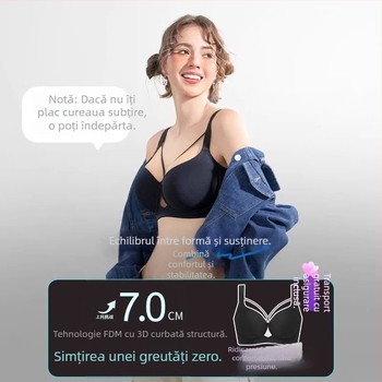 Sutien din modal, fără cusături, cu cupă completă, push-up și adunare, respirabil, bretele fixe duble, închidere spate cu patru rânduri de cârlige.