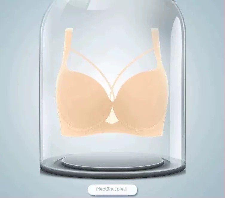 Sutien din modal, fără cusături, cu cupă completă, push-up și adunare, respirabil, bretele fixe duble, închidere spate cu patru rânduri de cârlige.