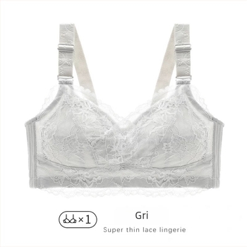 Sutien din dantelă cu cupă întreagă, fără sârmă, push-up, bretele detașabile duble, închidere la spate cu patru rânduri de cârlige