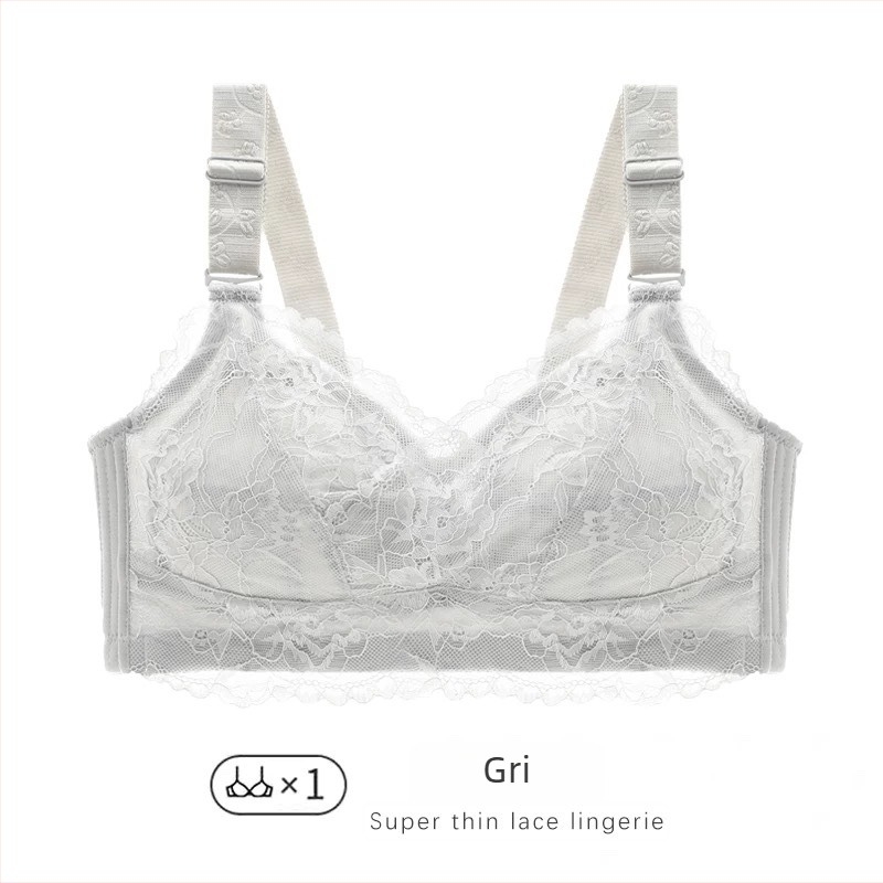 Sutien din dantelă cu cupă întreagă, fără sârmă, push-up, bretele detașabile duble, închidere la spate cu patru rânduri de cârlige