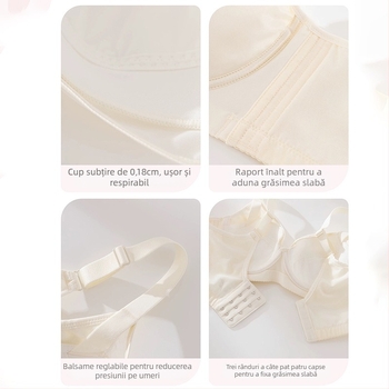Sutien | Cupe 3/4, cupă subțire turnată, material modal, respirabil, bretele reglabile, închidere în spate cu patru rânduri de cârlige