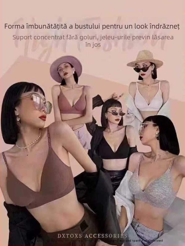 Sutien fără fir din nylon, cupa 3/4, decolteu în V profund, fără cusături, uscare rapidă