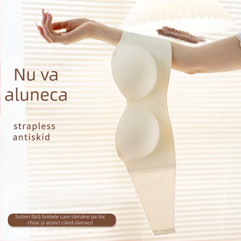 Sutien damă fără arcuri, fără bretele, din nailon, pentru bust mic, cupe modelate, confortabil