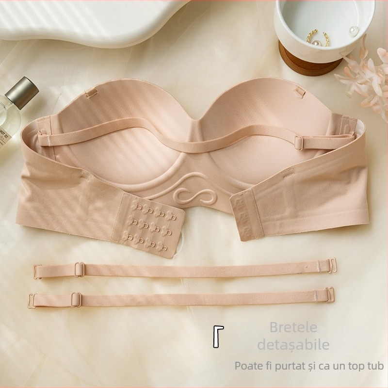Sutien damă fără arcuri, fără bretele, din nailon, pentru bust mic, cupe modelate, confortabil