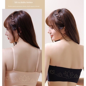 Sutien fără bretele, cupă 3/4, cupe modelate subțire, fără inele metalice, material nylon