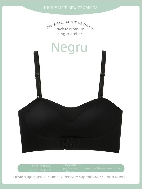 Sutien fără bretele, cupă 3/4, cupe modelate subțire, fără inele metalice, material nylon