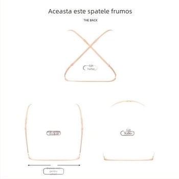Sutien cu închidere frontală, bretele încrucișate de tip halter, spate deschis, fără fir, din bumbac
