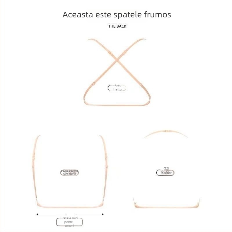 Sutien cu închidere frontală, bretele încrucișate de tip halter, spate deschis, fără fir, din bumbac