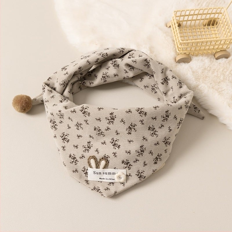 Eșarfă triunghiulară pentru copii, cu model floral mic, stil retro coreean pentru toamnă-iarna, rezistentă la vânt și caldă