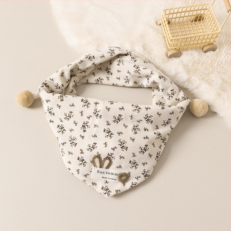 Eșarfă triunghiulară pentru copii, cu model floral mic, stil retro coreean pentru toamnă-iarna, rezistentă la vânt și caldă