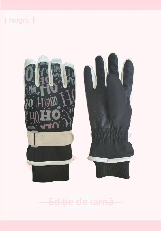 Mănuși de schi din lână, unisex, încălzire, design cu degete separate, stil drăguț, potrivite pentru 6–50 de ani