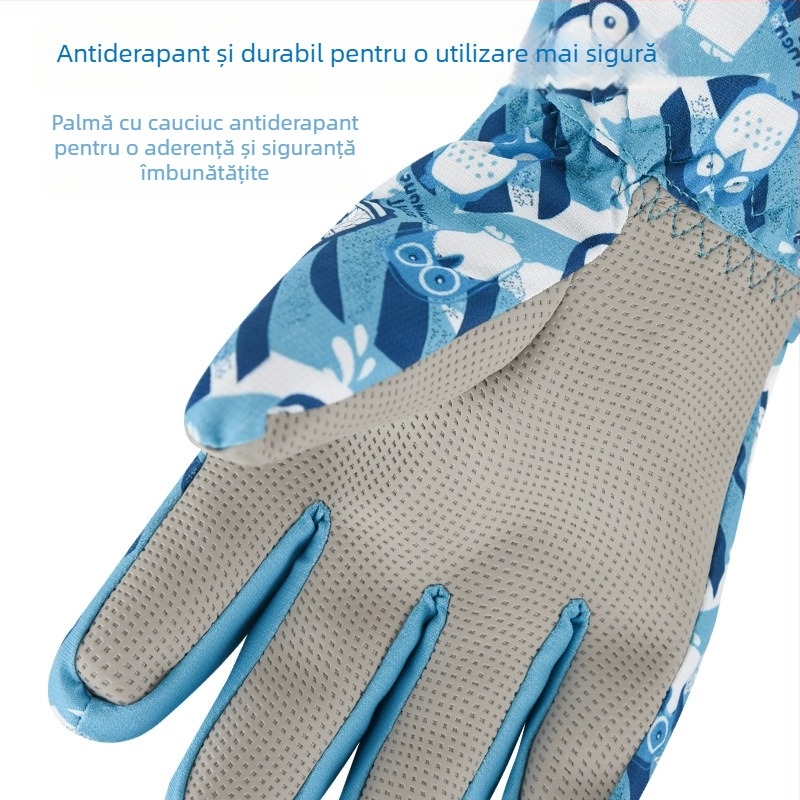 Mănuși de iarnă pentru copii, pentru schi, calde, rezistente la vânt, impermeabile, cu suprafață antiderapantă și căptușite cu fleece