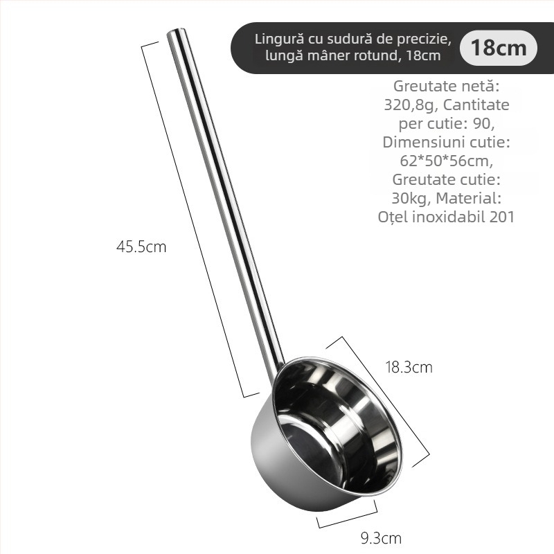 Lingură de apă din oțel inoxidabil, mâner lung integrat, Kevan