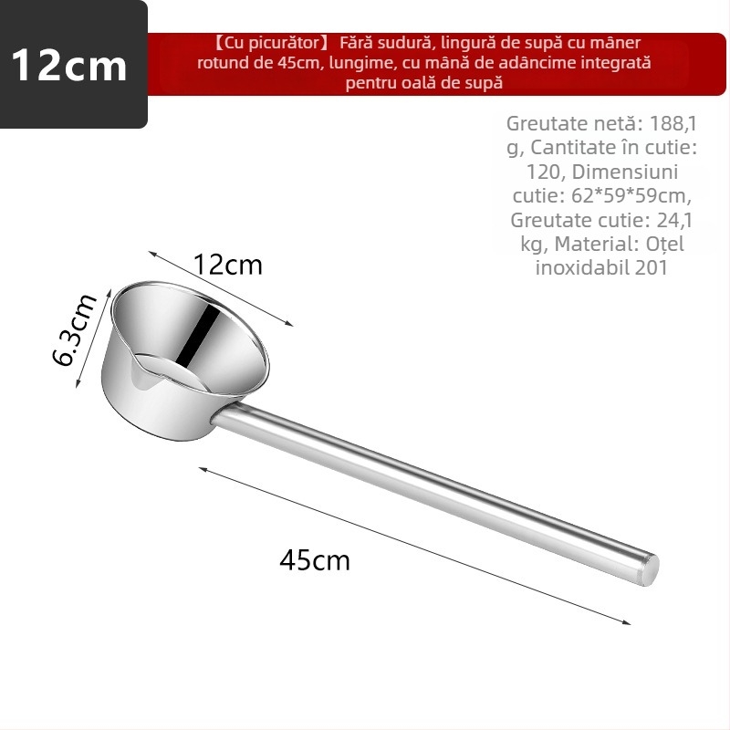 Lingură de apă din oțel inoxidabil, mâner lung integrat, Kevan